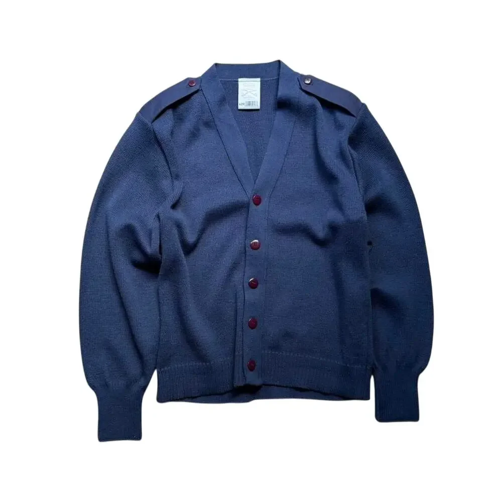 Military Equipment Buttoned Wool Blend Men's L Cardigan Blue